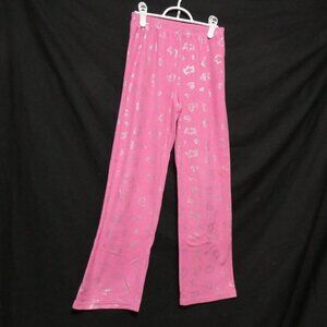 GEORGE, large (14/16) pink fleece pants, silver heart print, GUC